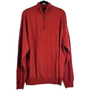 Braga Mens 100% Merino Pullover 1/4 Zip Sweater Sz XL Red Preppy Old Money